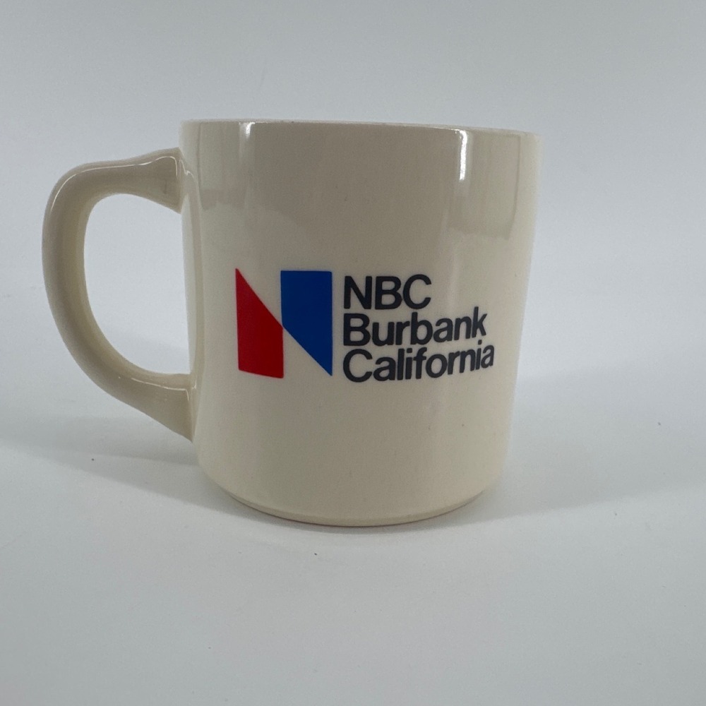 NBC Vintage Coffee Mug Cream Burbank California Logo Studio Media